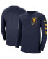 ფოტო #4 პროდუქტის Men's Navy West Virginia Mountaineers Seasonal Max90 2-Hit Long Sleeve T-shirt