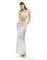 Kyo The Brand fishtail maxi skirt co-ord in silver Серебристый, 42 - фото #1