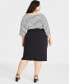 Фото #4 товара Plus Size Double-Weave Pencil Skirt, Created for Macy's