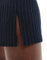 Фото #2 товара Pieces tailored notch front mini skirt in navy pinstripe