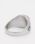 Фото #4 товара ASOS DESIGN waterproof stainless steel signet ring with embossing in silver tone