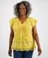 Plus Size Eyelet Split-Neck Blouse, Created for Macy's