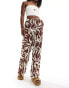 New Look wide leg trousers in palm print