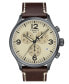 ფოტო #1 პროდუქტის Men's Swiss Chronograph XL Brown Leather Strap Watch 45mm