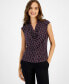 ფოტო #1 პროდუქტის Women's Printed Collared Cowlneck Top