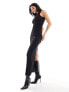 NA-KD sleeveless maxi dress in black glitter