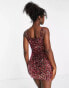 Фото #6 товара Miss Selfridge sequin wide strap bodycon mini dress in red