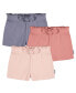 Фото #1 товара Baby Girls Baby Pull-On Knit Shorts, 3-Pack