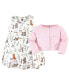 Baby Girls Cotton Dress and Cardigan 2pc Set, Enchanted Forest
