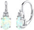 Silver earrings with white synthetic opal Olivia LPS1508W