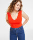 Фото #1 товара Women's Knit Double V-Neck Bodysuit, Created for Macy's