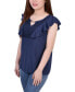 ფოტო #3 პროდუქტის Petite Sleeveless Flutter Yoke Blouse