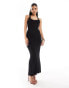 ASOS DESIGN scoop neck midi dress with back lattice detail in black Черный, 40 - фото #3