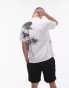 Topman premium oversized fit t-shirt with blurred floral front and back print in white