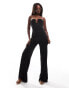 Фото #1 товара ASOS DESIGN bandeau hardwire trim jumpsuit in black