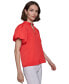 ფოტო #3 პროდუქტის Women's V-Neck Puff-Sleeve Blouse