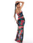 Фото #4 товара ASOS DESIGN co-ord mesh maxi skirt with side split in floral print