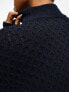 Vero Moda Aware honeycomb textured knitted jumper with sleeve detail in navy