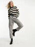 Only cropped jumper in black and cream stripe BLACK & CREAM STRIPE, XS - фото #7