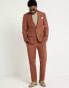 River Island linen slim suit trouser in rust