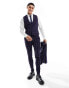 ASOS DESIGN super skinny suit waistcoat in navy tonal check Синий, Chest 36 Regular - фото #8