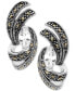 Cubic Zirconia & Marcasite Swirl Stud Earrings in Silver-Plate