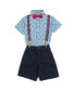 Baby Boys Spider-Man Button Down Shirt Twill Pants Suspenders and Bow-Tie 4 Piece Outfit Set to