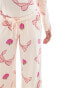 Фото #4 товара ASOS DESIGN Maternity bow and fruit long sleeve top & trouser pyjama set in pink