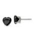 Stainless Steel Polished Black Heart CZ Stud Earrings