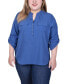 Фото #1 товара Plus Size Long Tab Sleeve Blouse with Pockets