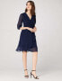 Фото #3 товара TRUTH & FABLE 188942 Womens Avery Chiffon 3/4 Sleeve Wrap Dress Navy Size Medium