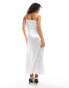 Vila satin cowl neck maxi dress in silver white