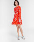 Фото #1 товара Women's Print Collared Mini Dress, Created for Macy's