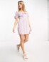 Фото #2 товара Wednesday's Girl tie front mini tea dress in purple floral