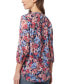 Petite Floral-Print 3/4-Sleeve Pleated Tunic Top