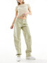 Фото #1 товара Noisy May wide leg faux leather trouser in light sage