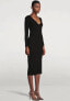 Фото #3 товара Vince 301580 Women's V Neck Ribbed Dress Black Size XS