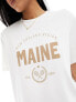 Vero Moda super soft oversized t-shirt with 'MAINE' front print in white