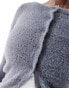 Фото #2 товара Daisy Street fluffy knit micro cardigan in charcoal