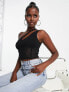 Фото #1 товара ASOS DESIGN cut out one shoulder mesh corset top in black