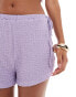 ASOS DESIGN co-ord textured tie side high low shorts in lilac