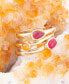 Фото #2 товара Stackable Genuine Yellow and Red Agate Ring Set