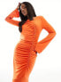 Daska ruched detail maxi dress in satsuma