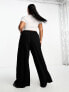 ASOS DESIGN Curve tie belt wide leg trouser in black