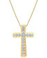 ფოტო #1 პროდუქტის Diamond Cross 22" Pendant Necklace (1-1/2 ct. t.w.) in 10k Gold