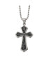 Фото #1 товара Chisel black Preciosa Crystal Cross Pendant Ball Chain Necklace
