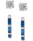 ფოტო #3 პროდუქტის 2-Pc. Set Lab-Grown Blue Spinel Hoops (1/3 ct. t.w.) & Lab-Grown White Sapphire Stud (1/3 ct. t.w.) Earrings in Sterling Silver