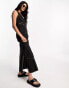 Фото #2 товара ASOS DESIGN soft denim sleeveless maxi dress with lace insert in washed black