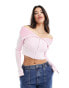 Фото #1 товара Missyempire knitted rib fold detail zip through top in pink