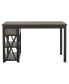 Фото #2 товара Gray Gunmetal Finish Counter Height Dining Table with Storage Shelves